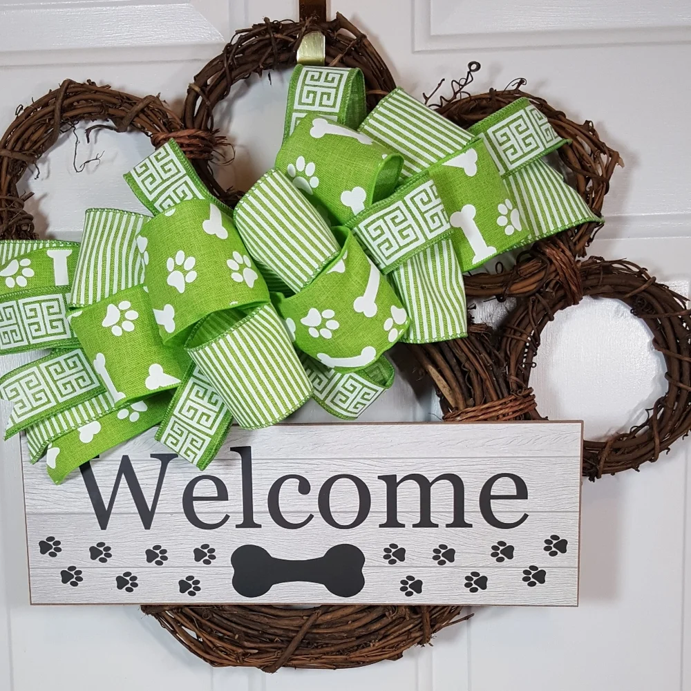Dog Wreath, Dog‎ Paw Wreath, Grapevine Dog Wreath Dog Lovers Wreath Hand Crafted